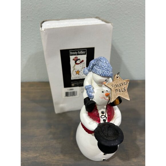 Vintage Sandi Gore Evans Frosty Follies Snowman Figurine Forever Pals - Picture 1 of 6